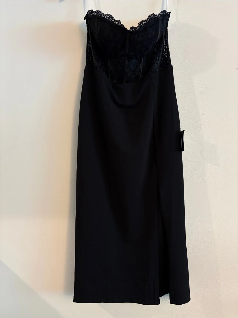 Lulu’s Strapless Lace Corset Midi Dress Women Size Large Black
